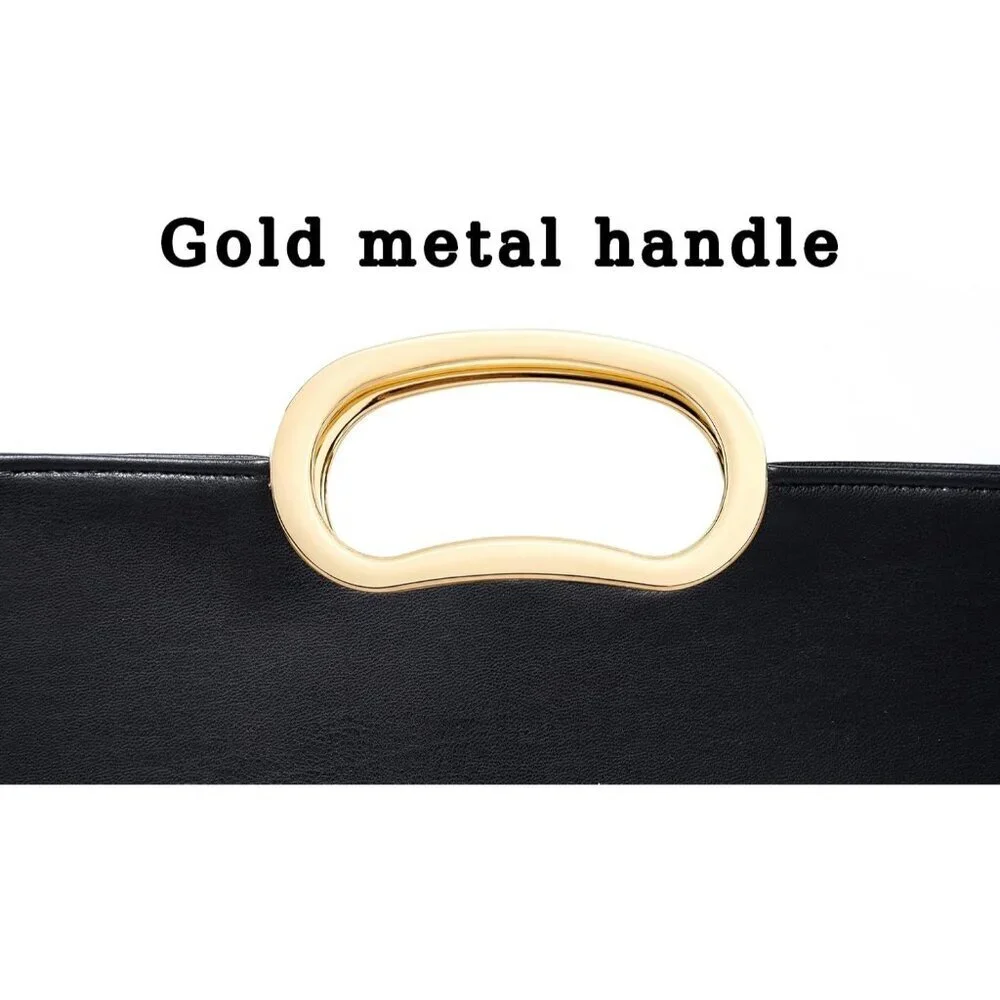 Women's Black PU Vegan Leather Evening Formal Wedding Party Stylish Clutch
